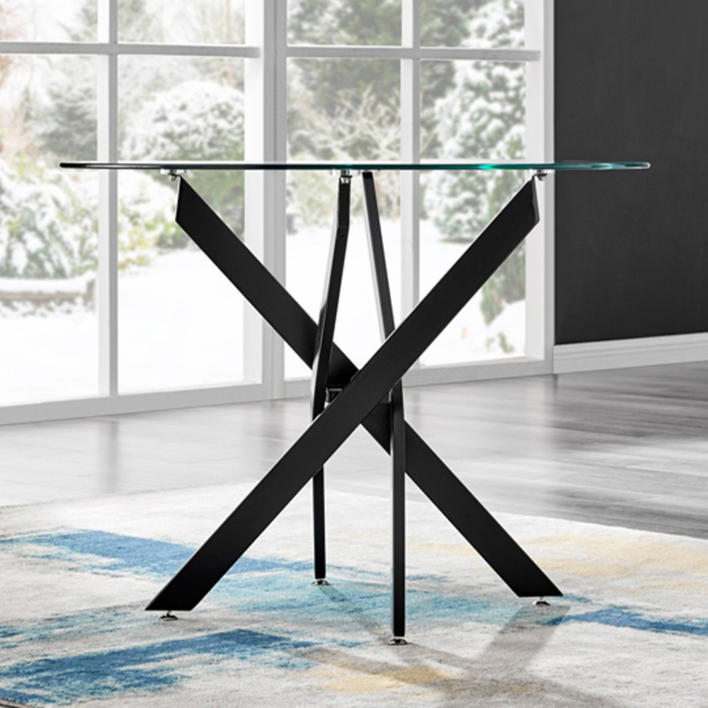 Furniturebox Arona Cesano 4 Seater Round Dining Set Mustard and Black Image 2