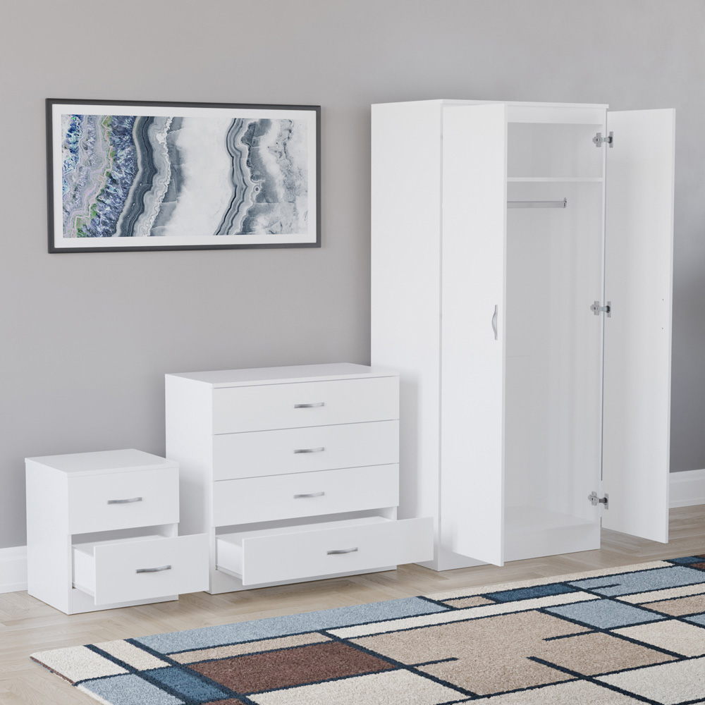 VIDA DESIGNS Riano White 3 Piece Bedroom Furniture Set Image 4