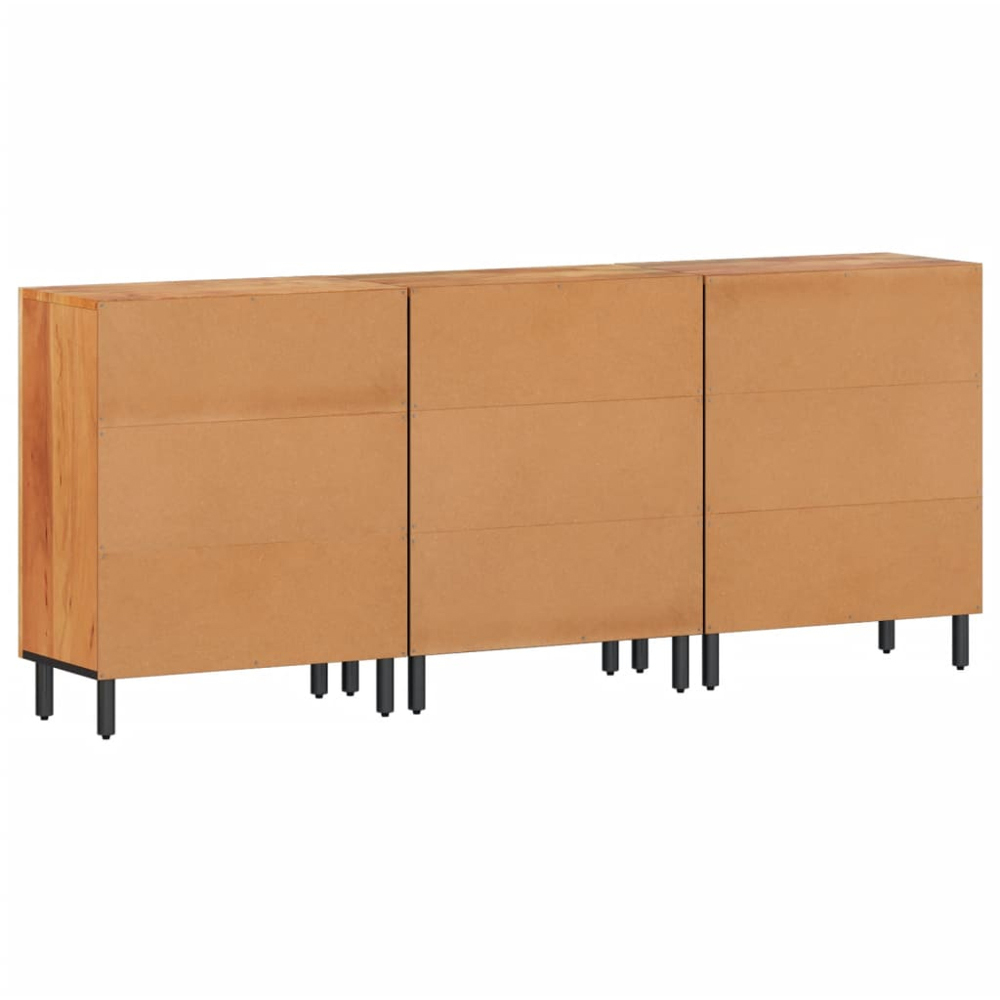 vidaXL Natural Solid Acacia Wood Side Cabinet Set of 3 Image 5