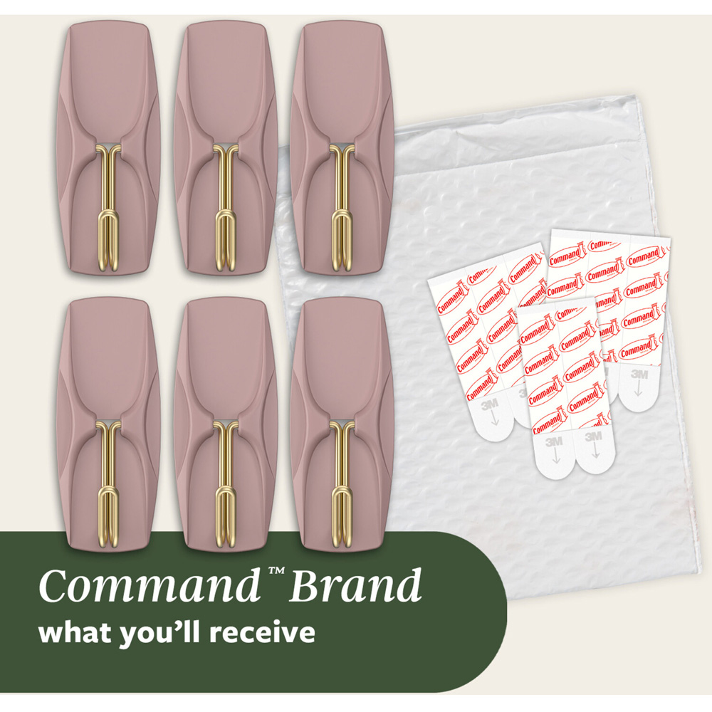 Pack of 6 Command Medium Wire Hooks Dusty Rose Image 8