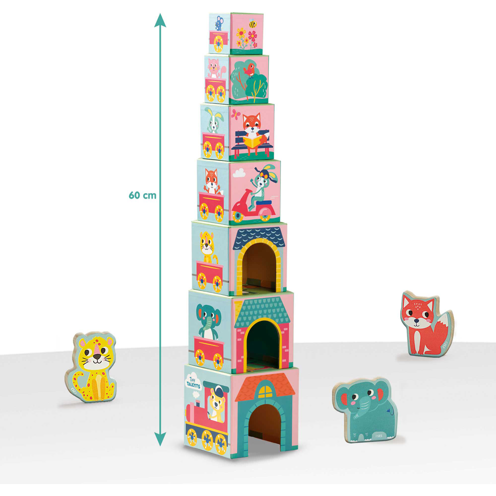 SES Creative Tiny Talents Stacking Blocks Tower with Animal Figures Image 4