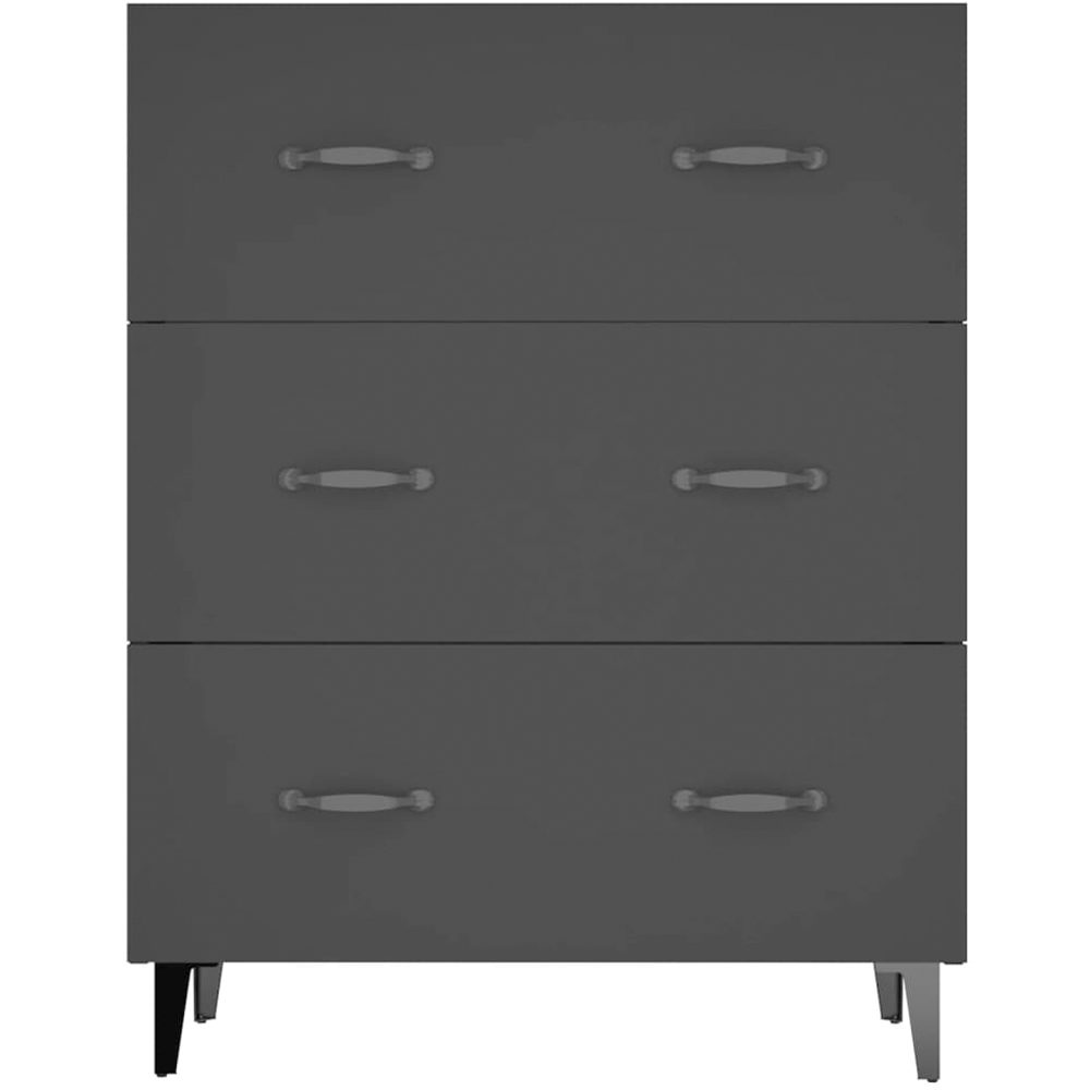 vidaXL 3 Drawer Black Wooden Sideboard Image 3