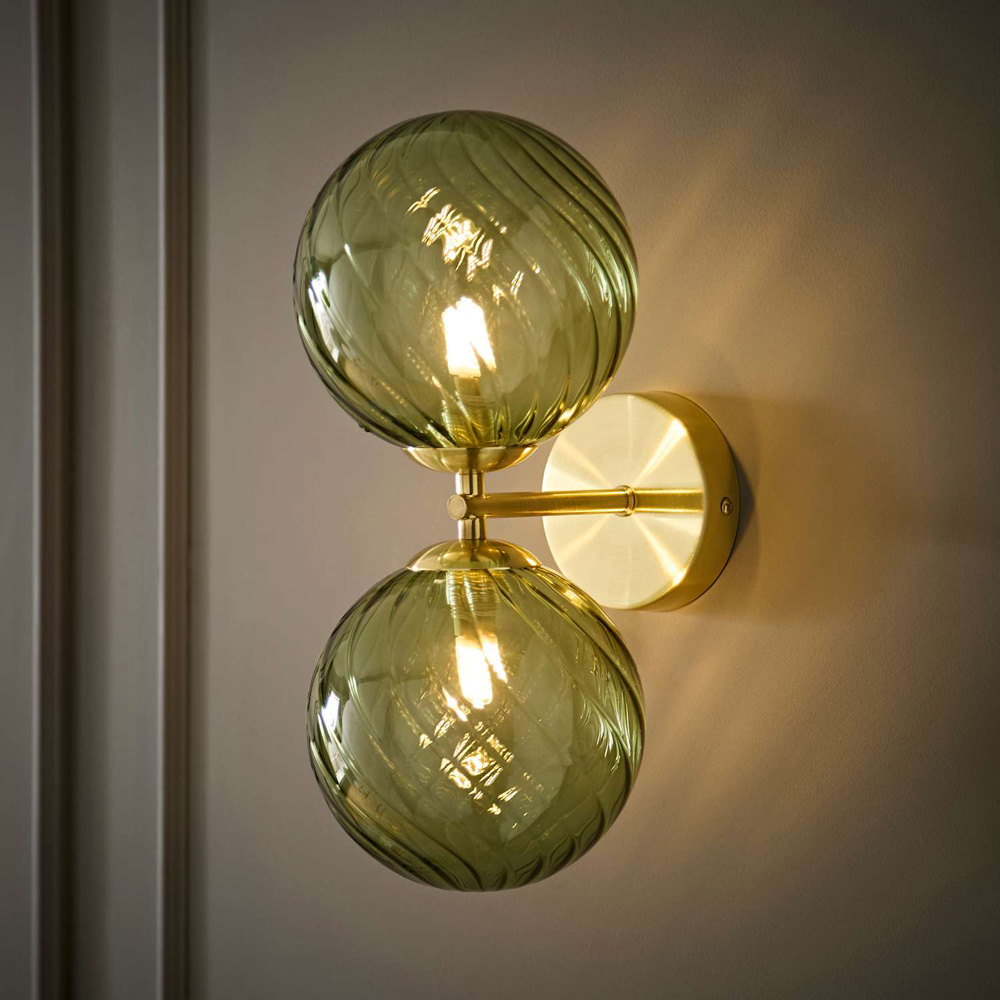 ValueLights Sydney 2 Light Gold Swirl Shade Wall Light with Bulb 2 Pack Image 6