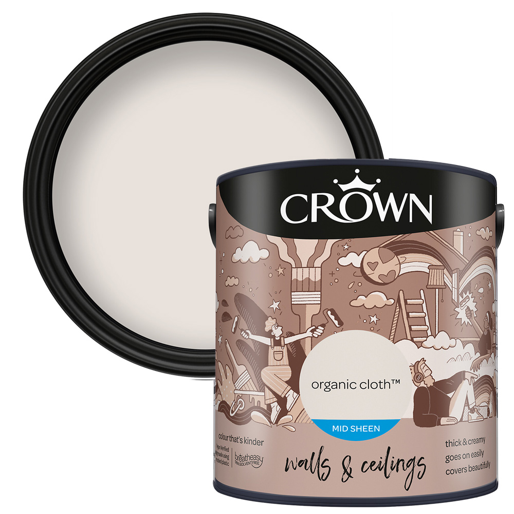 Crown Walls & Ceilings Organic Cloth Mid Sheen Emulsion Paint 2.5L Image 1