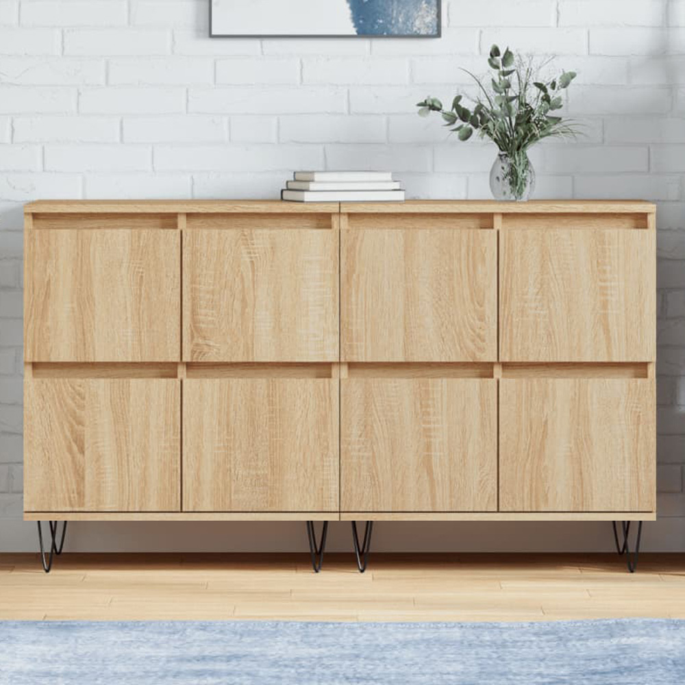 vidaXL 4 Door Sonoma Oak Square Sideboard Set of 2 Image 1