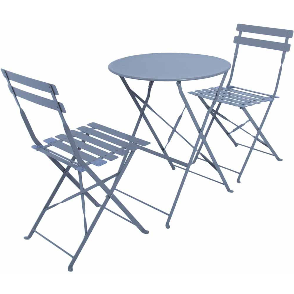 Charles Bentley Metal 2 Seater Folding Bistro Set Navy Grey Image 2