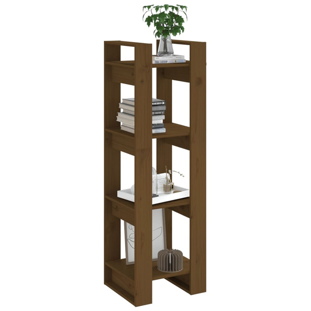 vidaXL 3 Shelf Honey Brown Solid Wood Bookcase Image 5