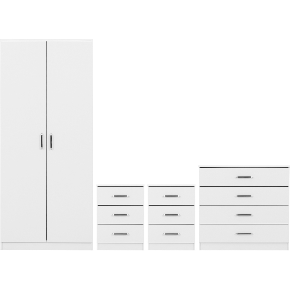 Seconique Dakota 2 Door Wardrobe White Bedroom Furniture Set Image 2