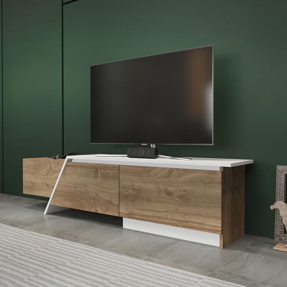 Decorotika Zonas 3 Door Walnut and White TV Unit Image 6