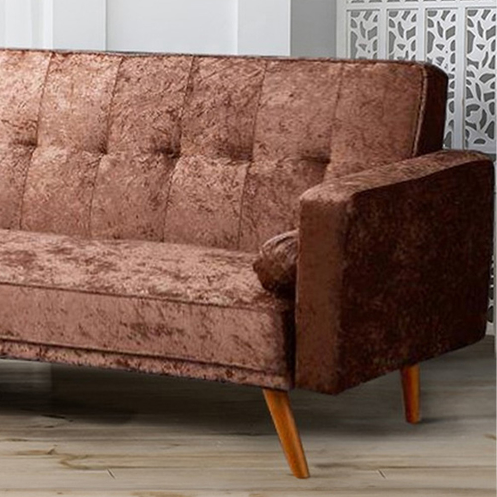 Brooklyn Single Sleeper Brown Crush Velvet Sofa Bed Image 2