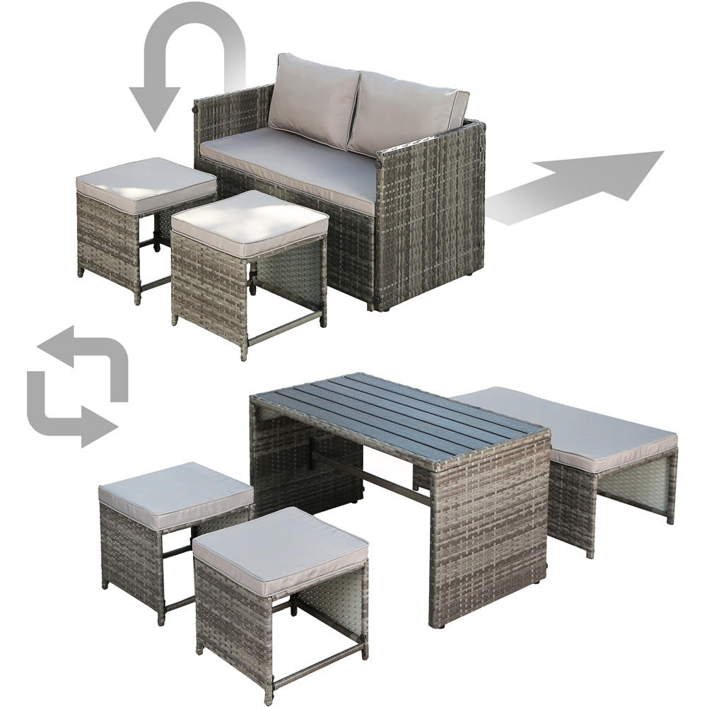 Alena 2 Seater Grey Rattan Convertible Sofa Set Image 4