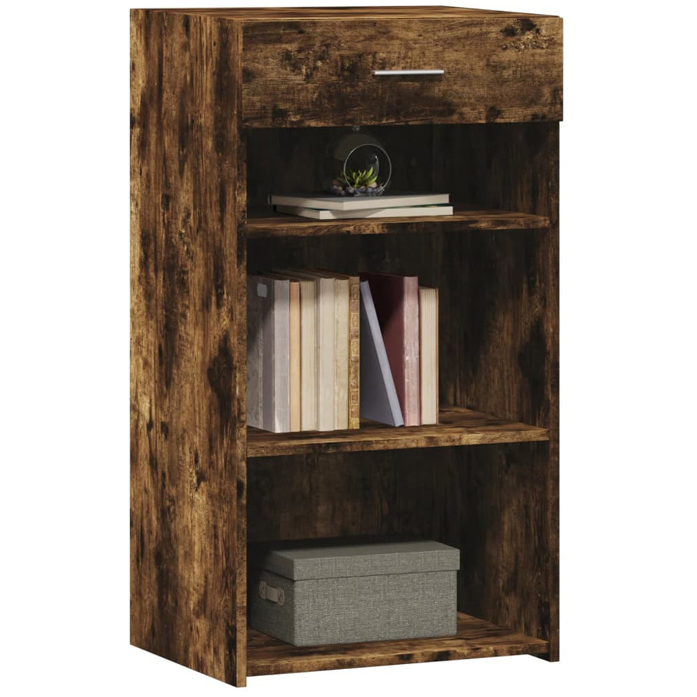 vidaXL Single Drawer 3 Shelf Smoked Oak Sideboard Image 3