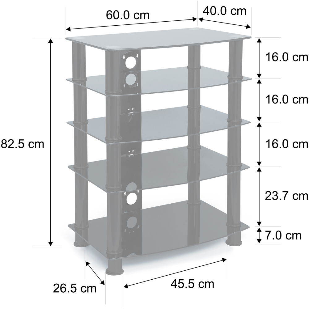 Centurion Supports Galago 5 Shelf Black and Silver Multimedia Unit Image 8