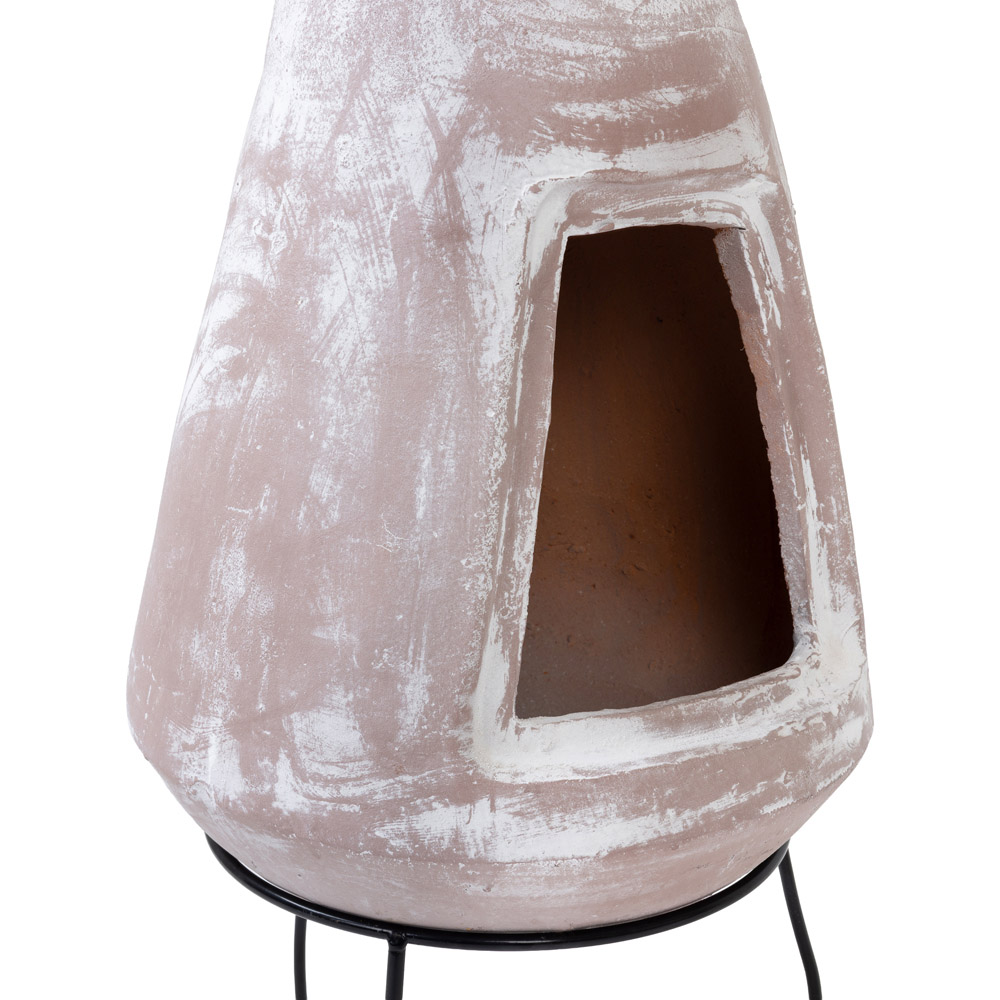 Snug Barcelona Natural Slender Design Large Clay Chiminea with Lid and Iron Stand Image 5