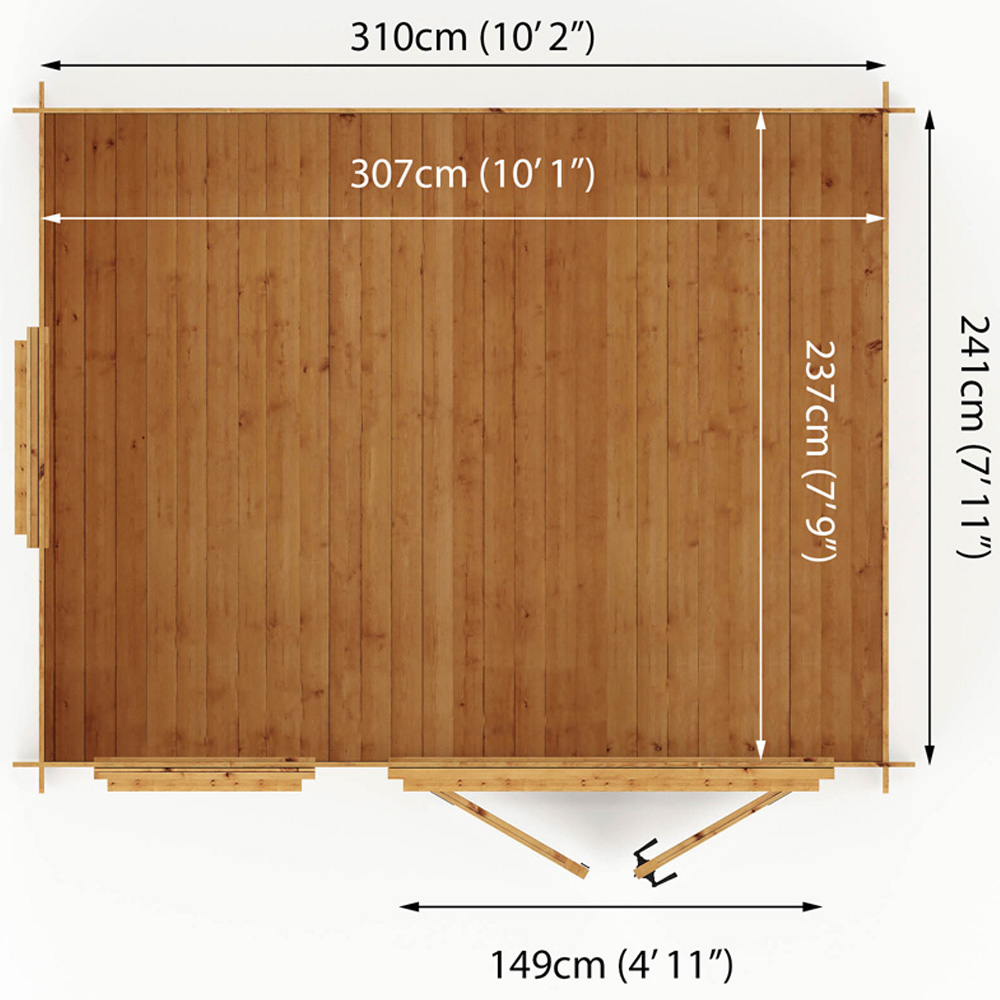 Mercia 8.5 x 10.8ft Double Door Wooden Apex Log Cabin Image 8
