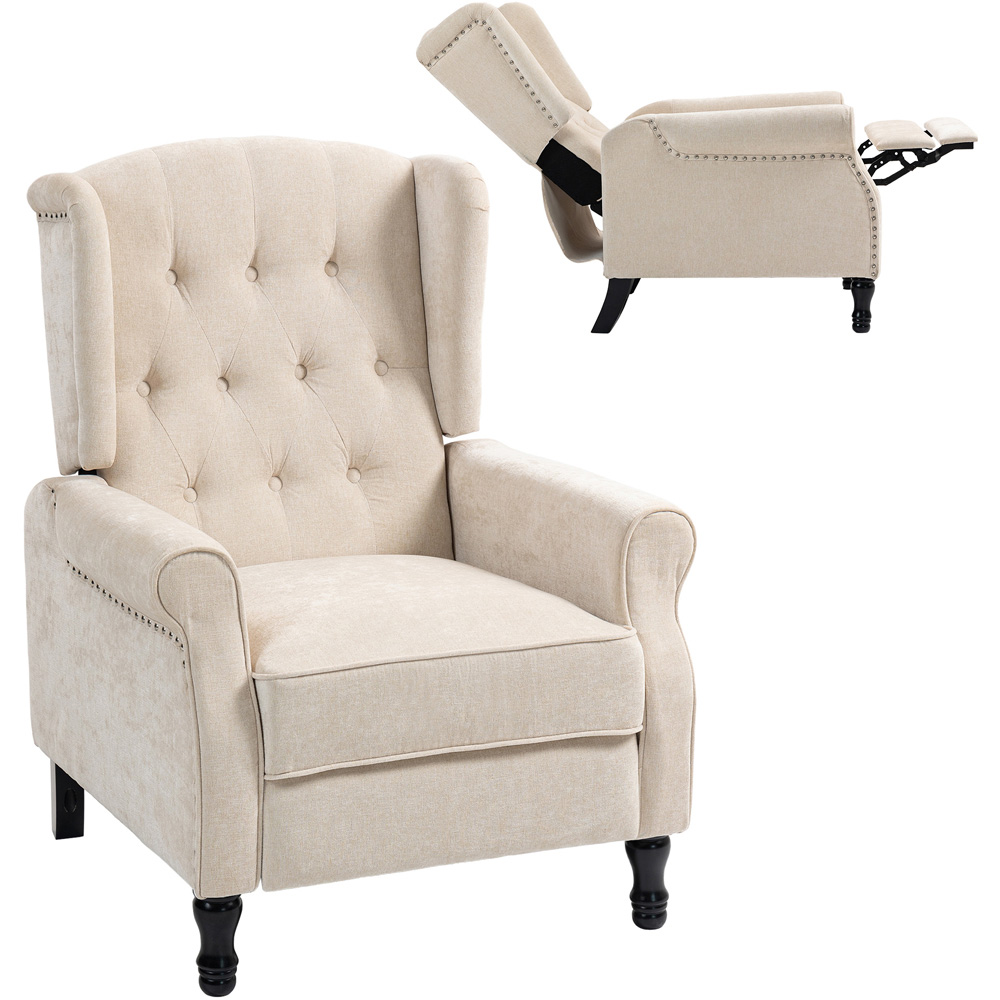 HOMCOM Beige Manual Recliner Armchair Recliner with Footrest Image 2