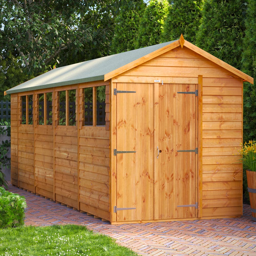 Power Sheds 18 x 6ft Double Door Overlap Apex Wooden Shed Image 2