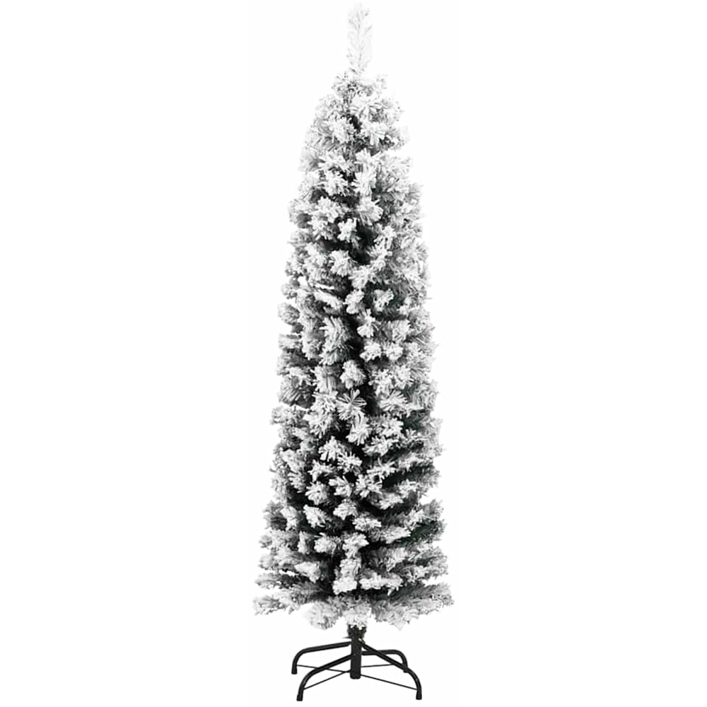 vidaXL Green Snow Flocked Artificial Christmas Tree with LEDs Pink Decoration Ornaments 5ft Image 4