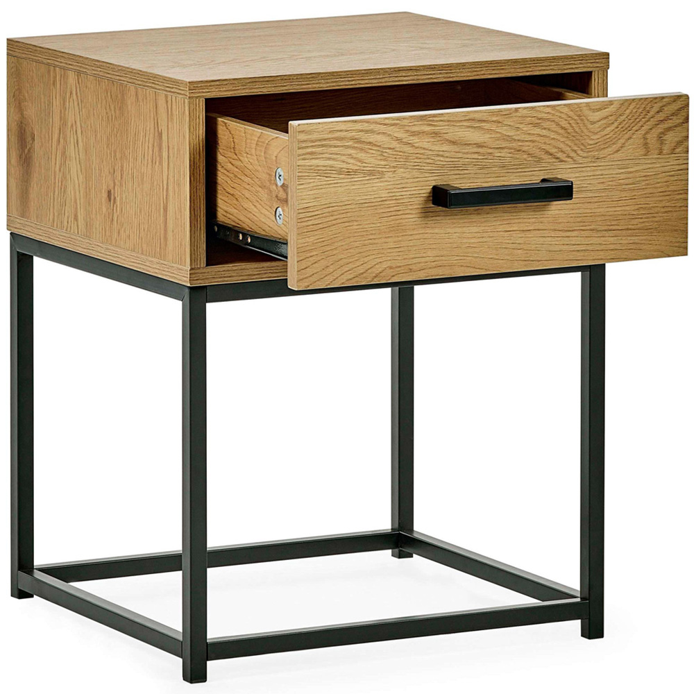Julian Bowen Harlow Single Drawer Light Oak Effect Bedside Table Image 4