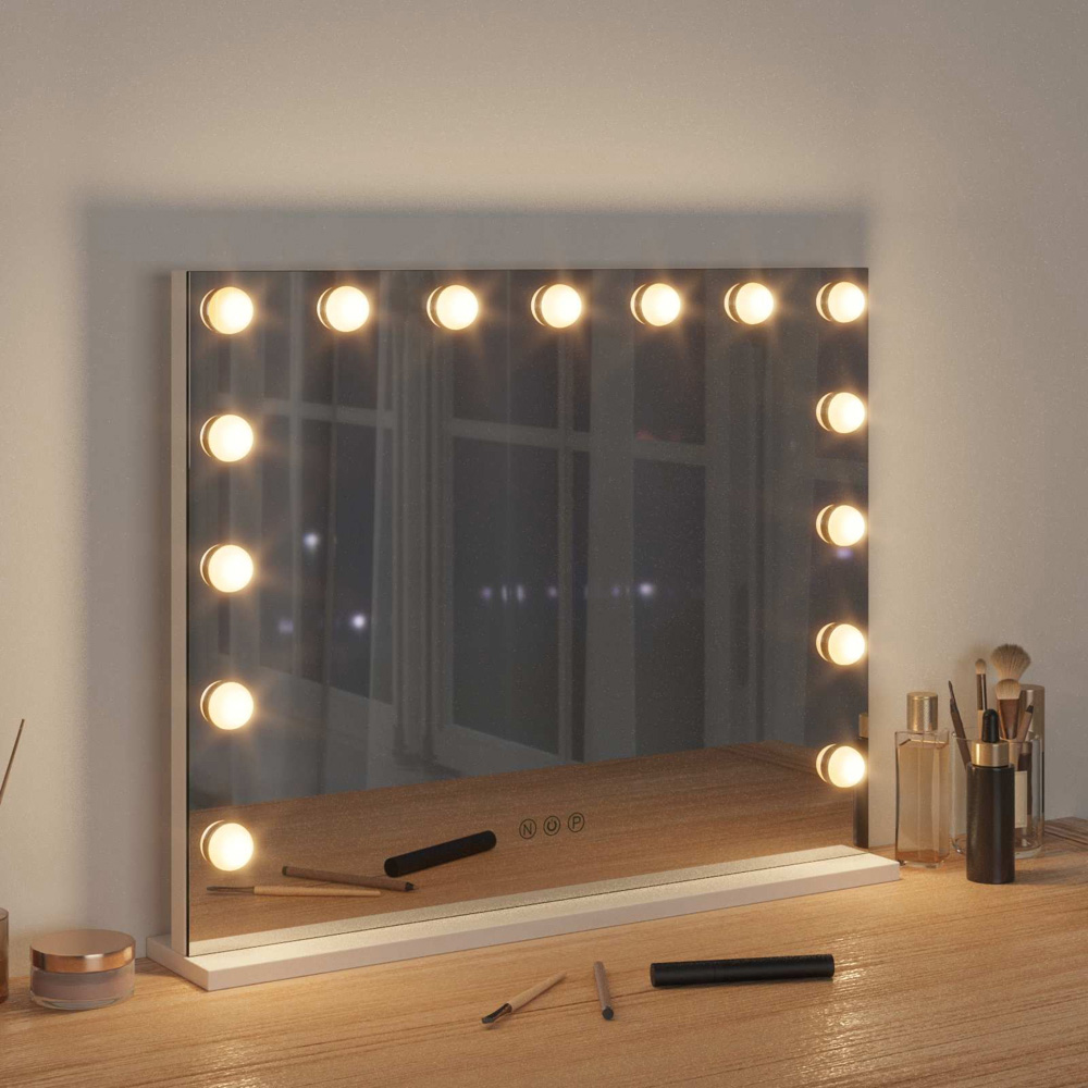 vidaXL LED White Vanity Mirror 58 x 10 x 47cm Image 2