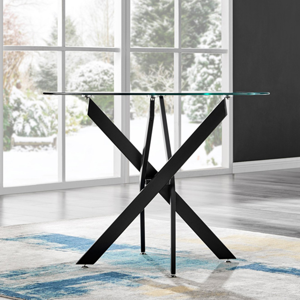 Furniturebox Arona Solara 4 Seater Round Dining Set Black and Grey Image 2