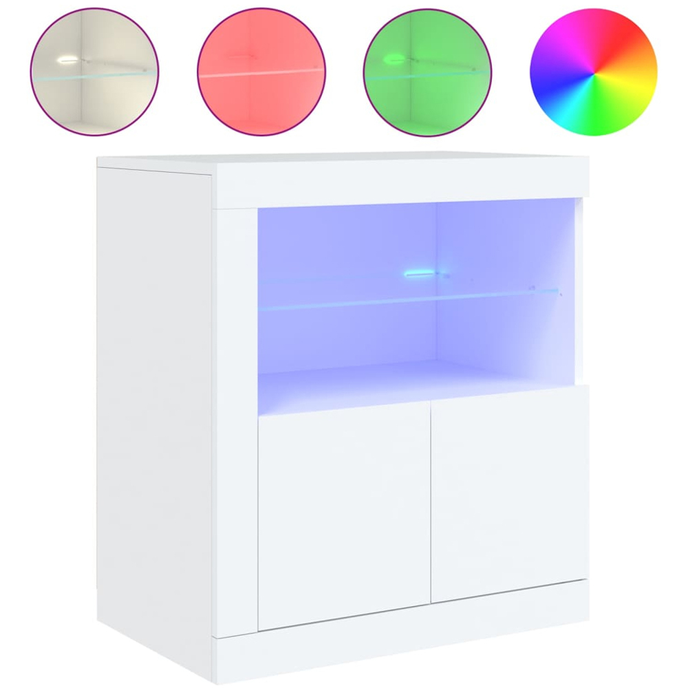 vidaXL 2 Door 2 Shelf White LED Sideboard Image 3
