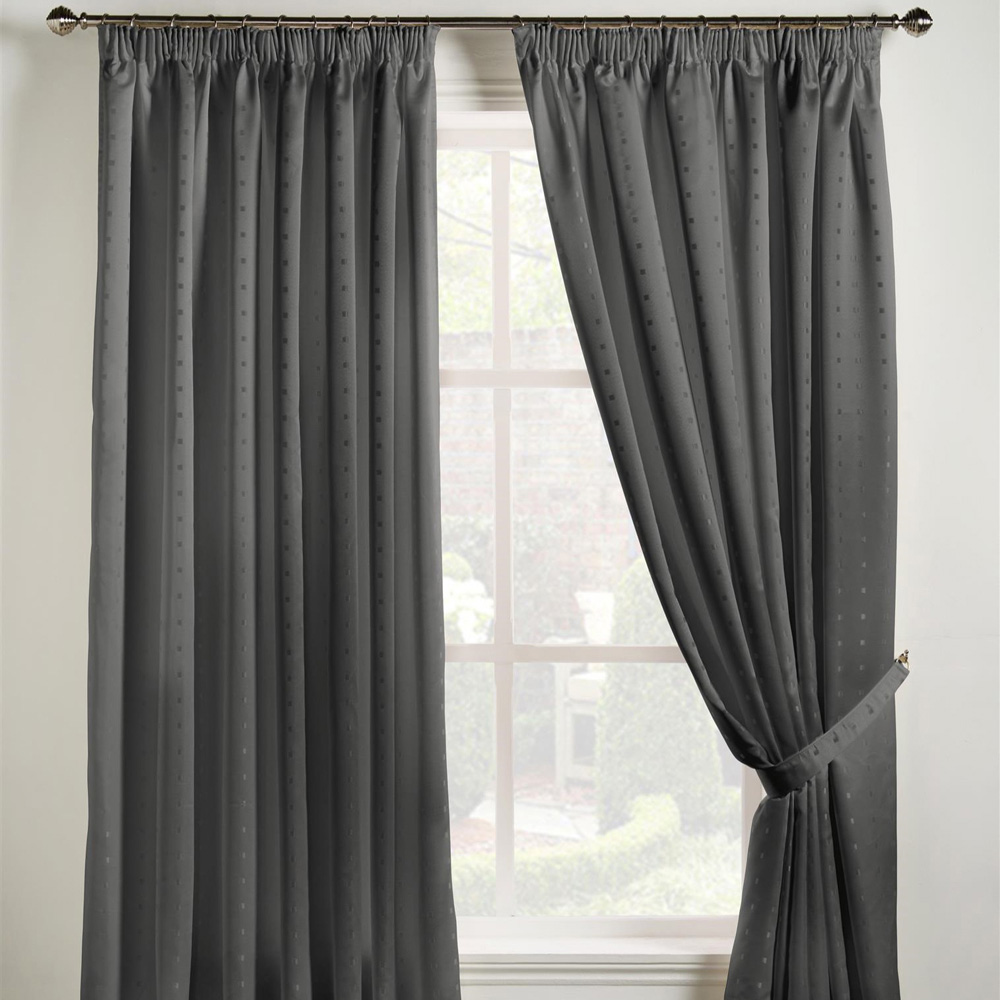 Alan Symonds Madison Charcoal Taped Top Curtains 117 x 137cm Image 2