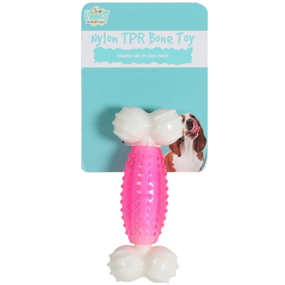 Single Clever Paws Nylon TPR Bone Dog Toy in Assorted styles Image 3