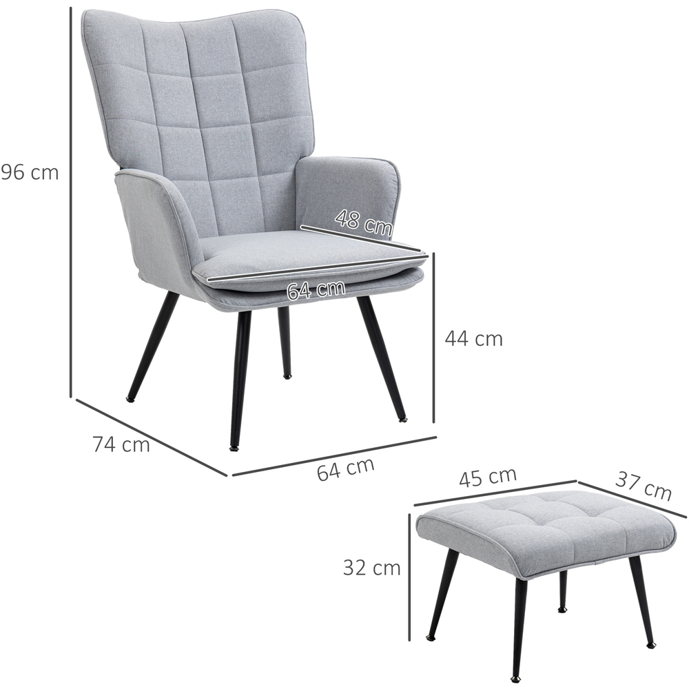 Portland Light Grey Armchair with Footstool Image 8