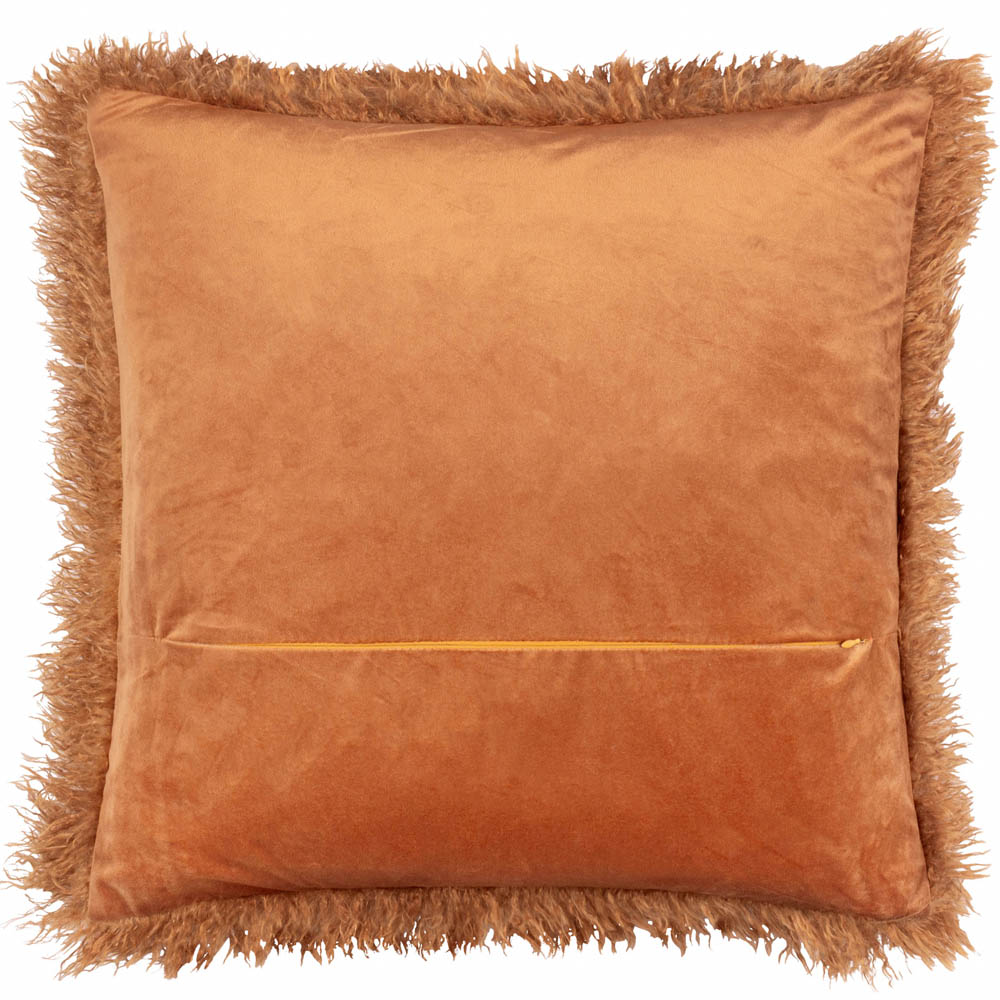 Furn Rowan Ecru Chocolate Faux Fur Reversible Cushion 50 x 50cm Image 3