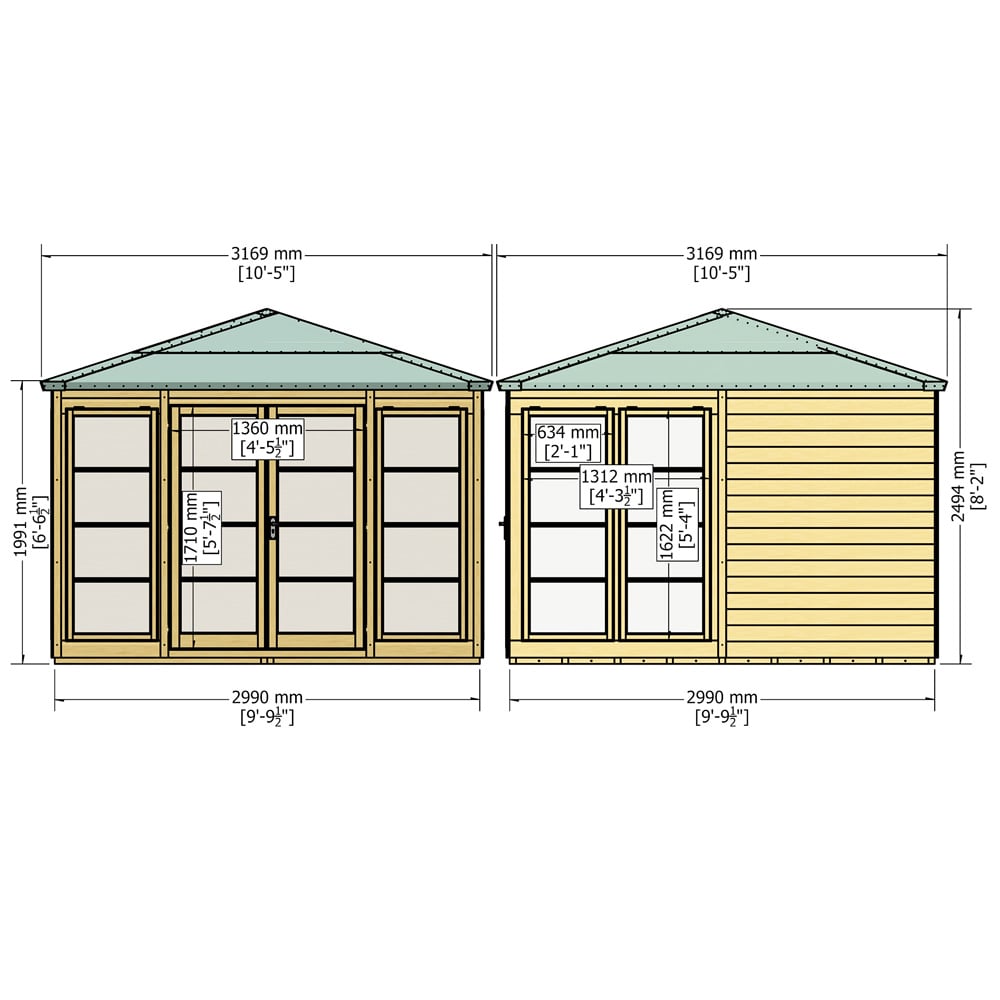 Shire Palatina 10 x 10ft Double Door Contemporary Summerhouse Image 6