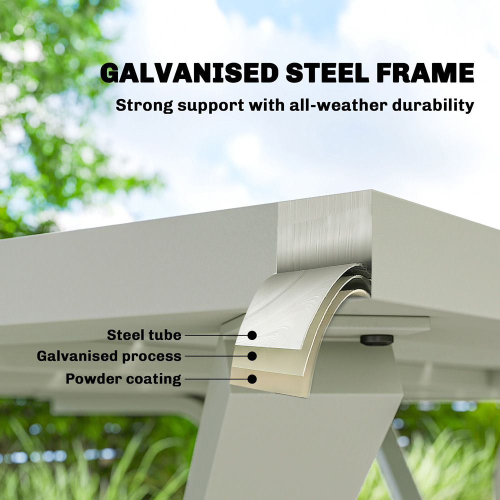 Outsunny 6 Seater Patio Stackable Dining Set with Umbrella Hole Light Grey Image 5
