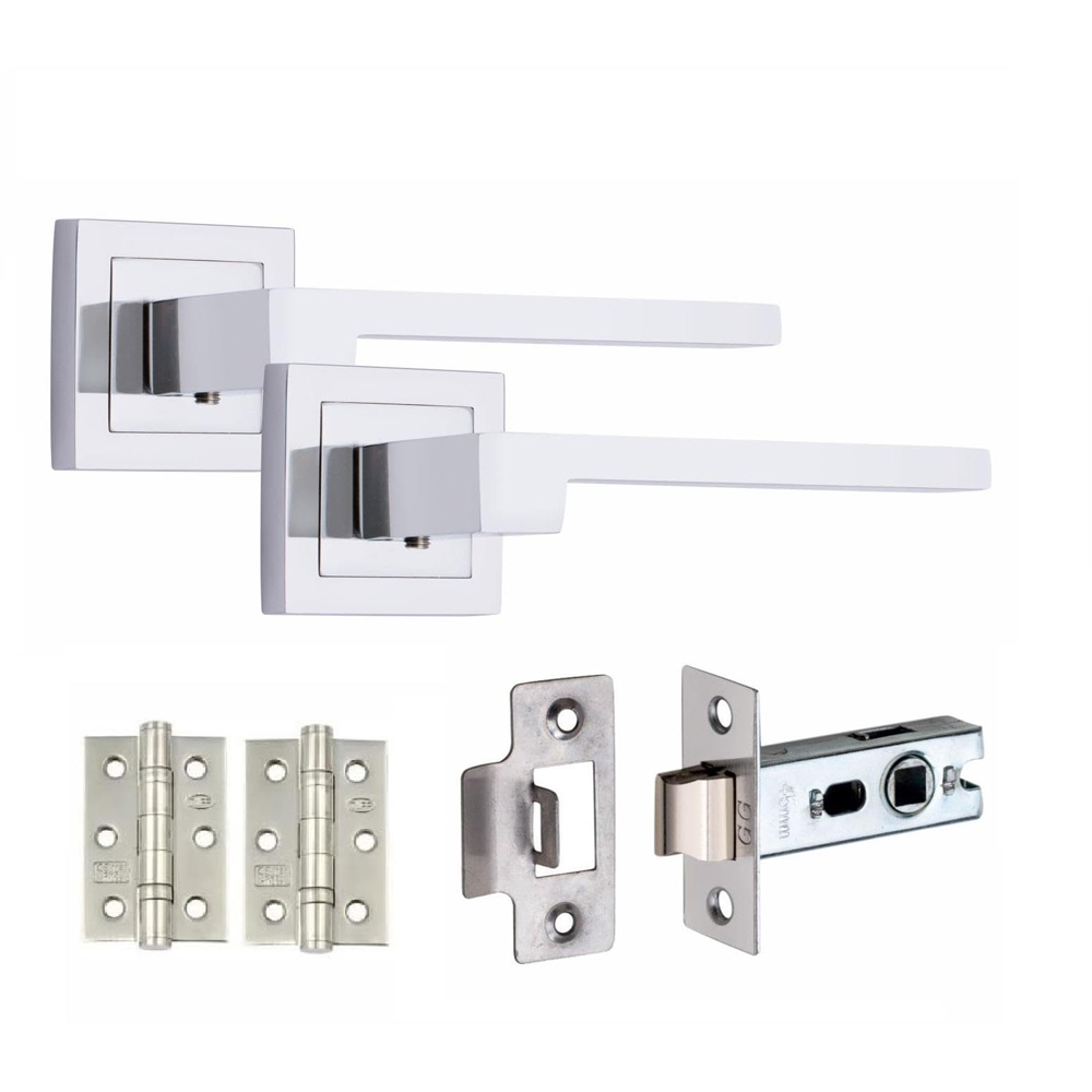 Golden Grace Polished Chrome Zeta Door Handle Set 4 Pack Image 2