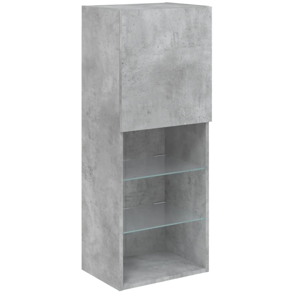 vidaXL Single Door 3 Shelf Concrete Grey Wall Mounted TV Cabinet with LED Lights Image 2