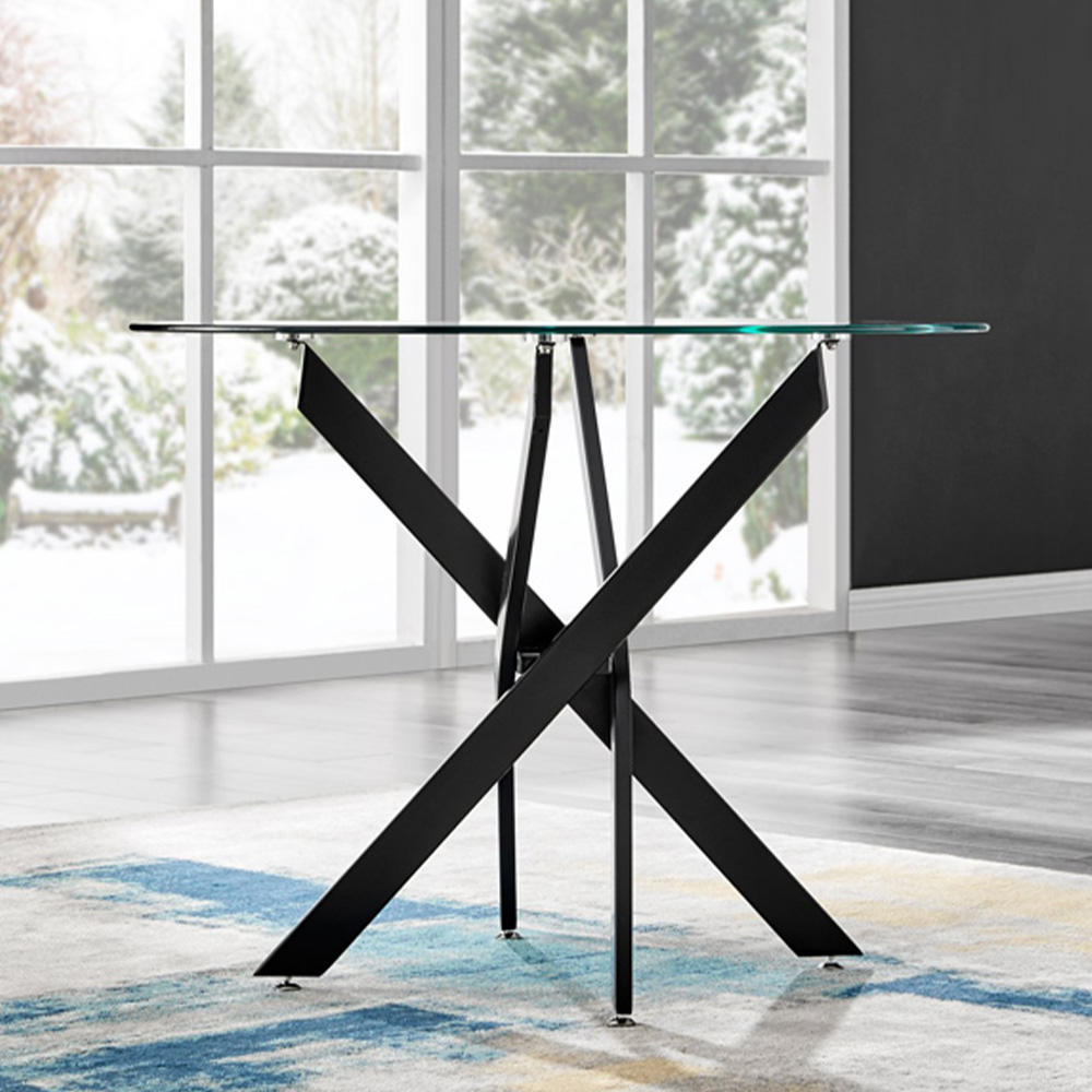 Furniturebox Arona Solara 4 Seater Round Dining Set Black and Cappuccino Image 2