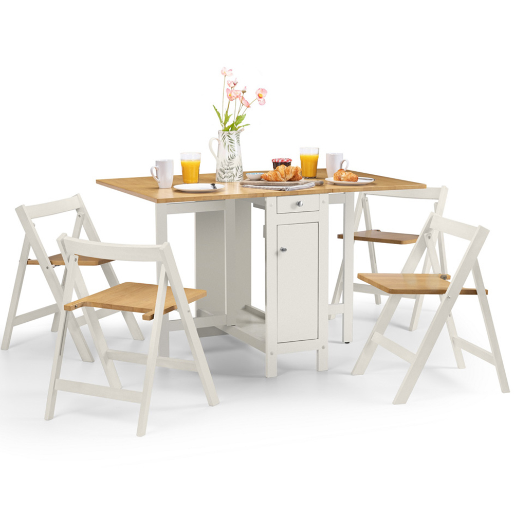 Julian Bowen Savoy White and Natural 4 Seater Dining Set Image 2