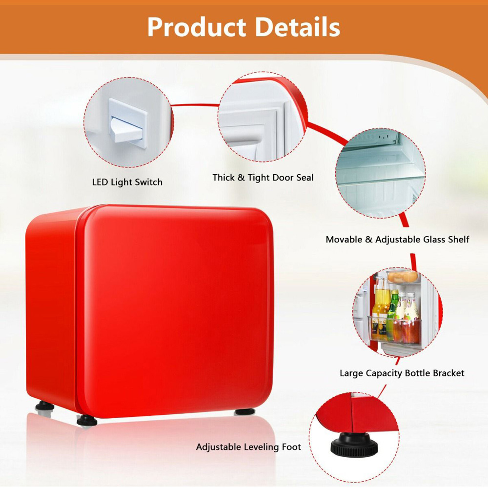 Costway EP24436GB-RE Red 45L Mini Fridge Image 5