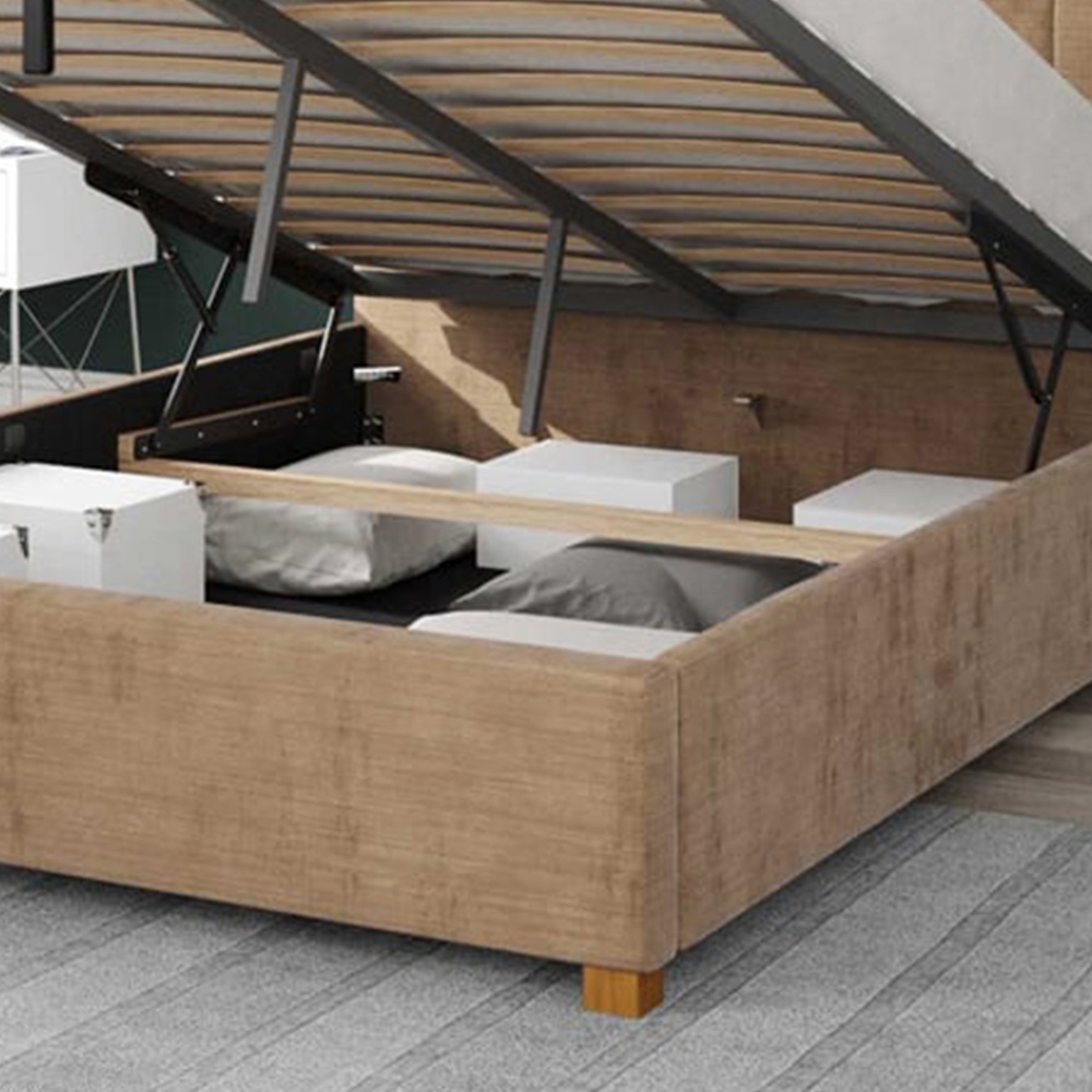 Aspire Hepburn Small Double Champagne Firenze Velour Ottoman Bed Image 3