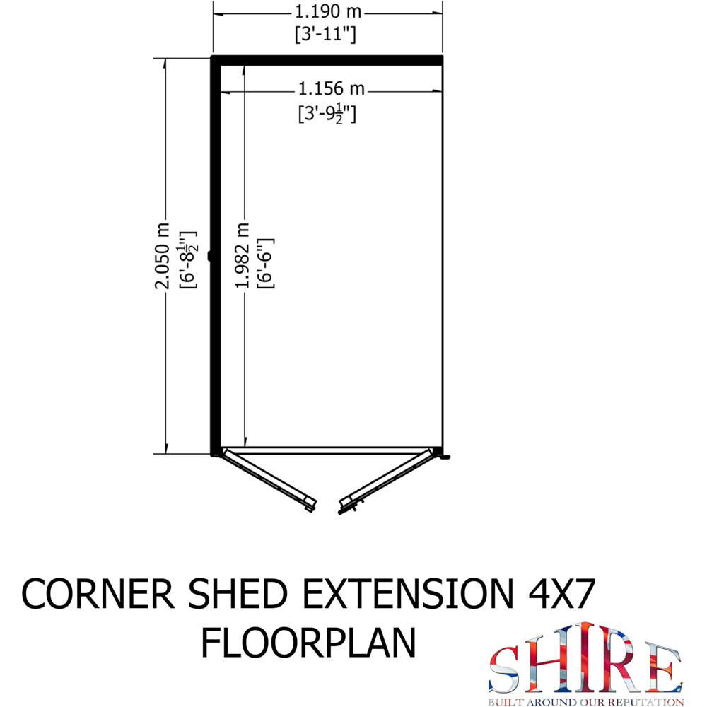 Shire Barclay 7 x 11ft Double Door Corner Summerhouse with Side Shed Image 7