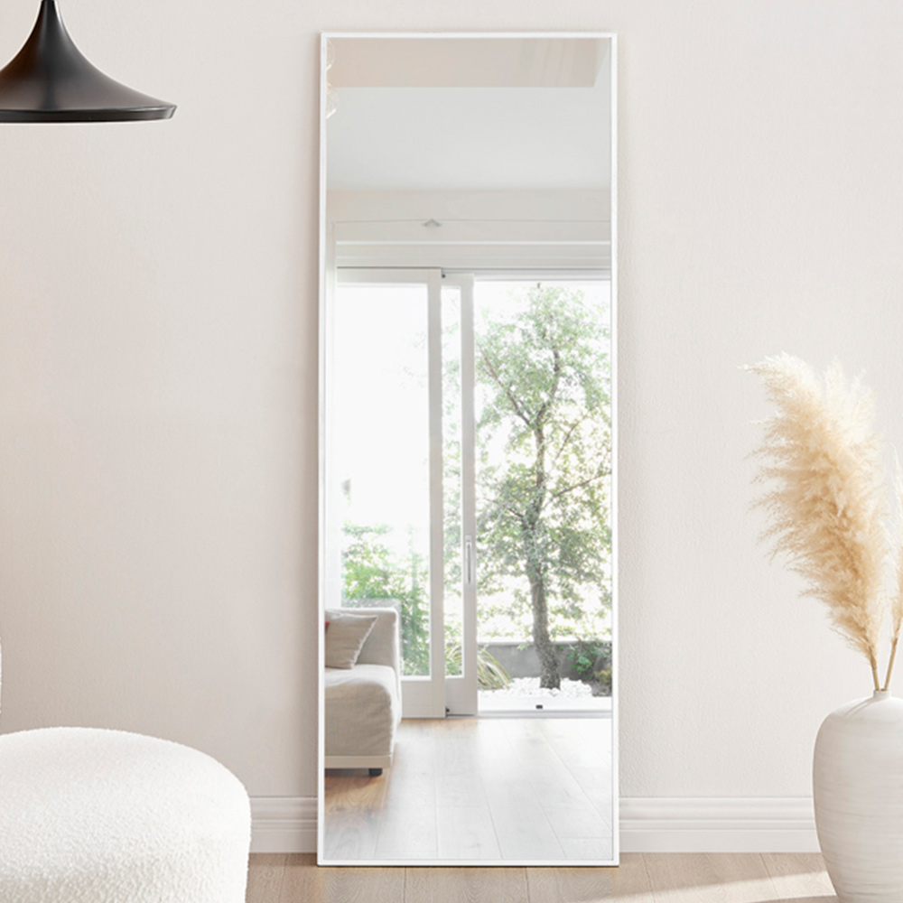 Furniturebox Austen Rectangular White Large Metal Wall Mirror 50 x 140cm Image 2