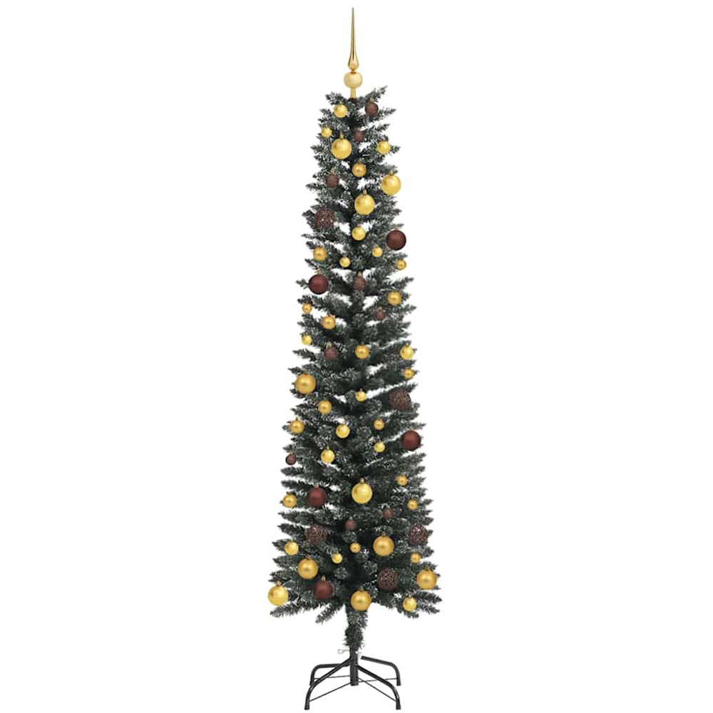 vidaXL Pre-Lit Gold Baubles Green Artificial Christmas Tree 7ft Image 4