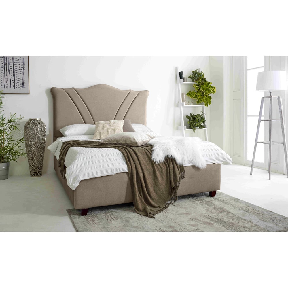 Eleganza Amaya Single Mink Arlington Fabric Bed Frame with Curved Headboard Image 6