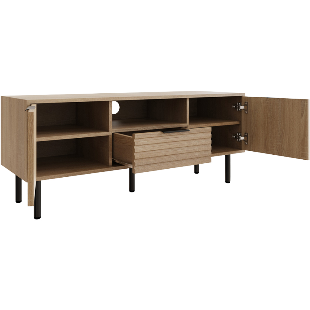 GFW Nervata Single Drawer 2 Door Oak TV Unit Image 3