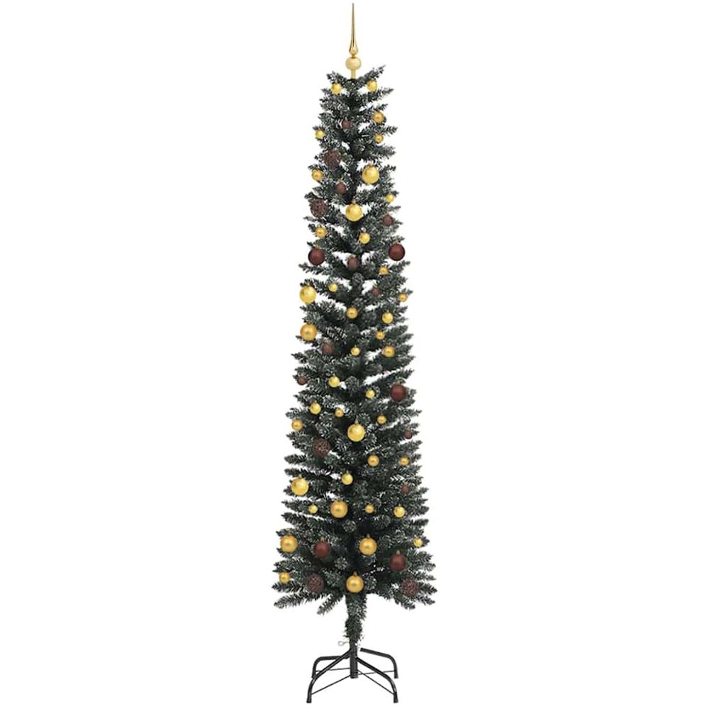vidaXL Pre-Lit Gold Baubles Green Artificial Christmas Tree 8ft Image 4