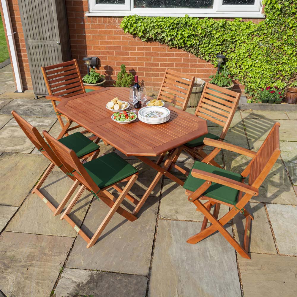 Rowlinson Plumley 6 Seater Dining Set Green Image 1