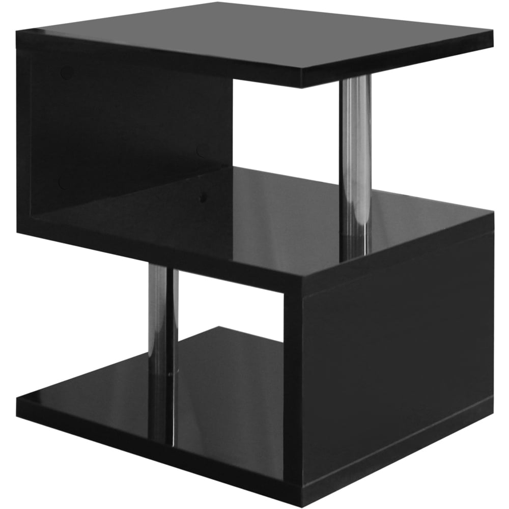 Comfy Living 2 Shelf Black High Gloss Abstract LED Side Table Image 4