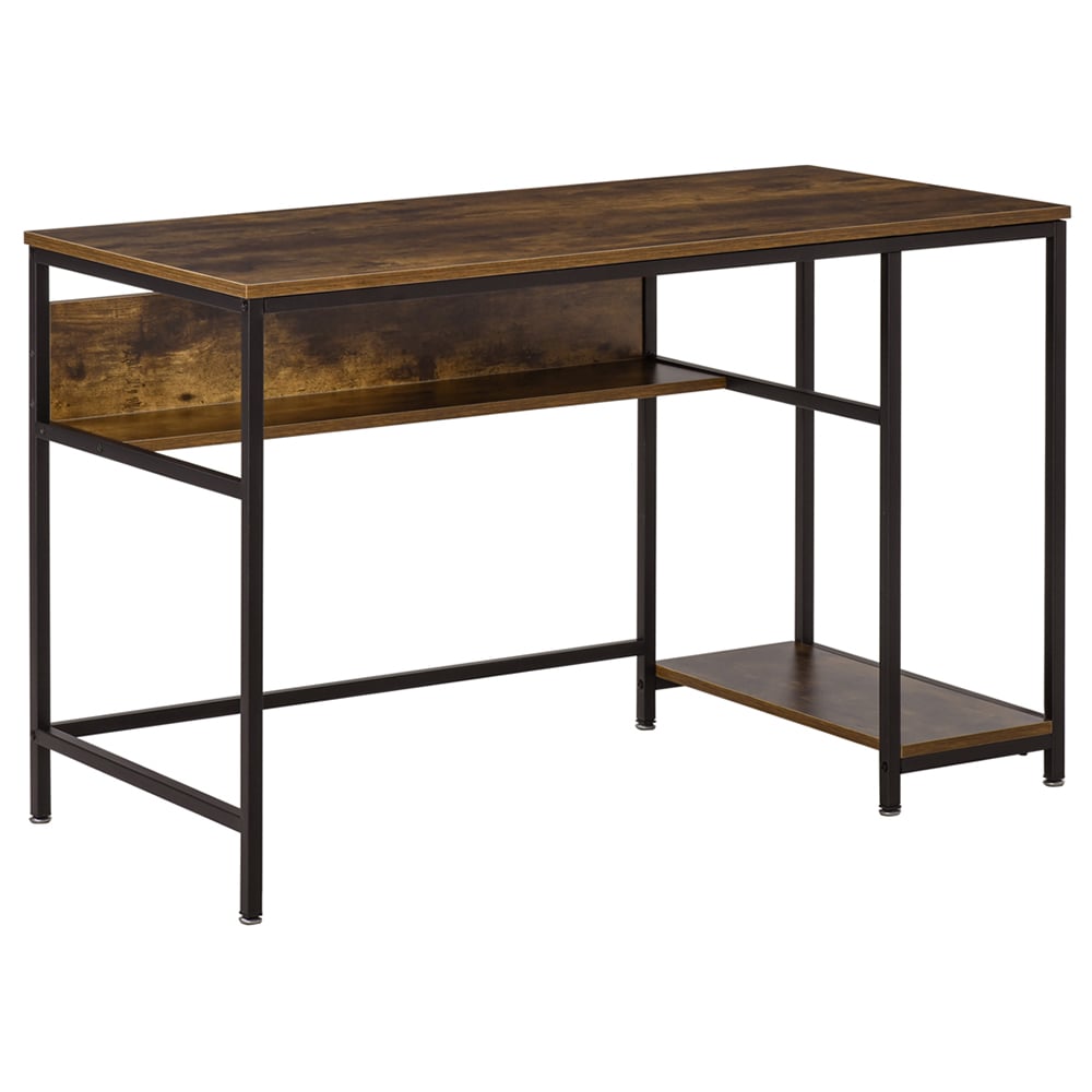 Portland Office L-Shape Storage Desk Brown and Black Image 2