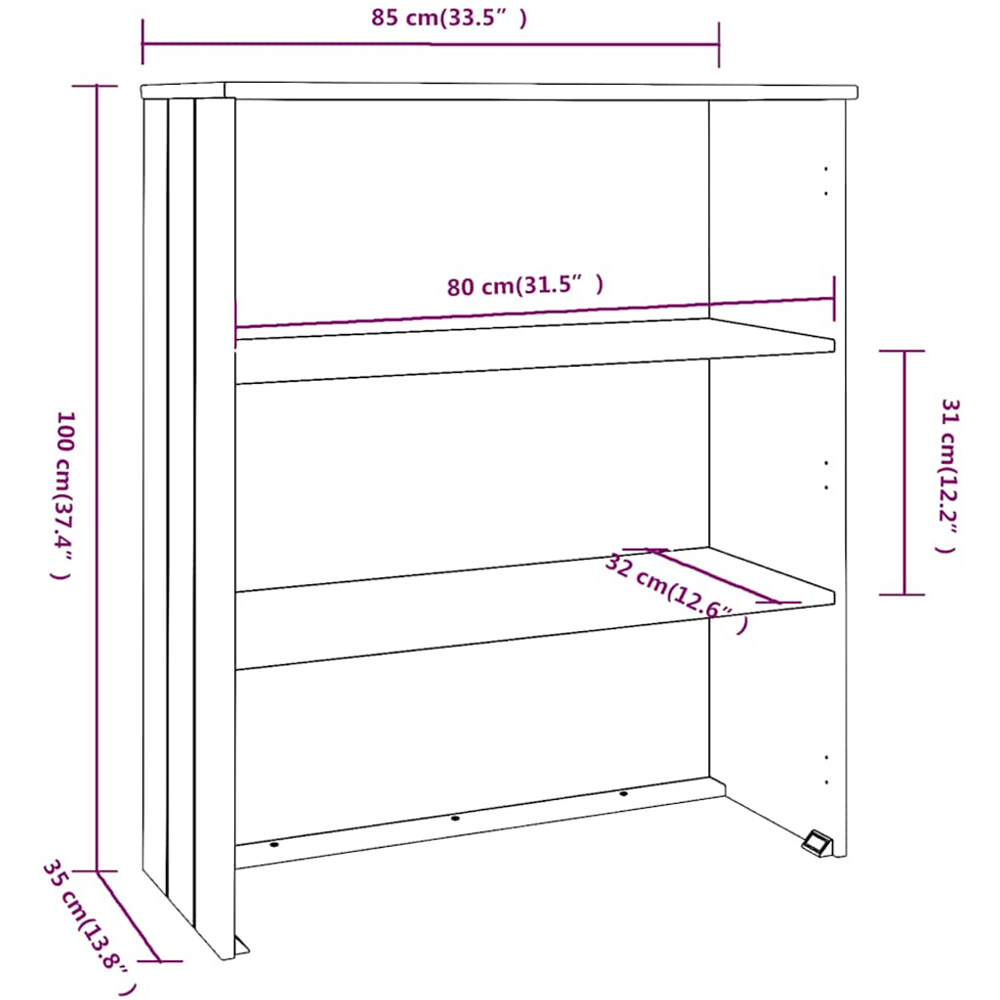 vidaXL Hamar 2 Shelf Light Grey Solid Pine Wood Highboard Top Image 8