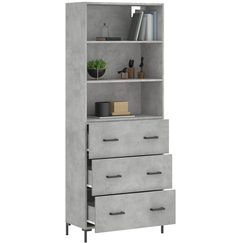 vidaXL 3 Drawer 3 Shelf Concrete Grey Tall Highboard Image 3
