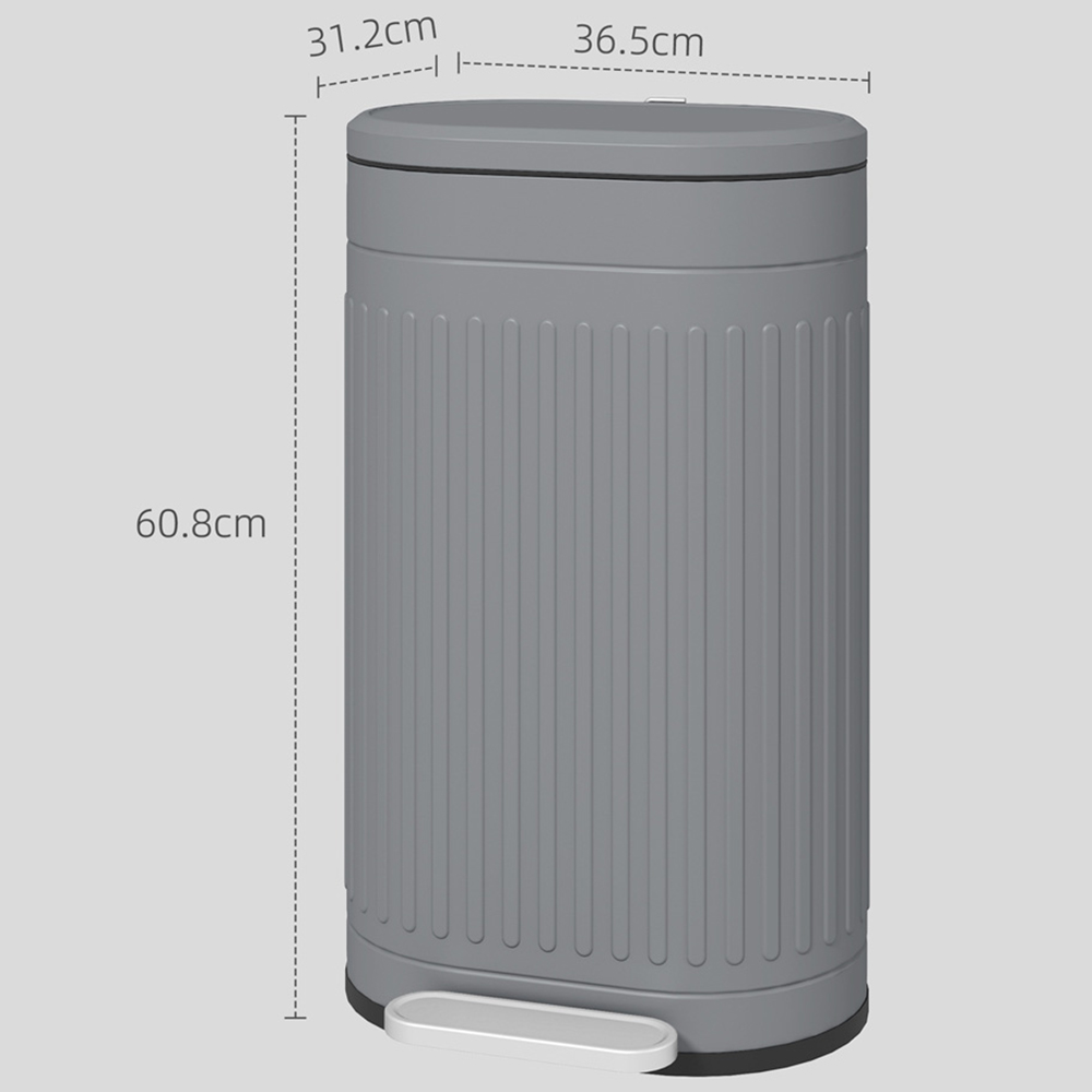 HOMCOM Grey Metal Soft Close Kitchen Pedal Bin Image 9